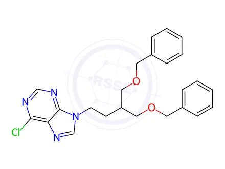 Chemical structure of 6-Chloro-9-[4-(benzyloxy)-3-[(benzyloxy)methyl]butyl]-9H-purine