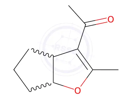 Chemical structure of Ethanone, 1-(3a,5,6,6a-tetrahydro-2-methyl-4H-cyclopenta[b]furan-3-yl)-(9CI)