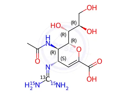 Chemical structure of Zanamivir-13C,15N2