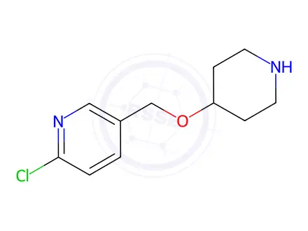 Chemical structure of 2-Chloro-5-(piperidin-4-yloxyMethyl)-pyridine dihydrochloride, 98+% C11H17Cl3N2O, MW: 299.62