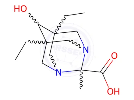 Chemical structure of 5,7-Diethyl-6-hydroxy-2-methyl-1,3-diazaadamantane-2-carboxylic acid