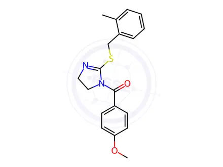 Chemical structure of (4-Methoxyphenyl)(2-((2-methylbenzyl)thio)-4,5-dihydro-1H-imidazol-1-yl)methanone