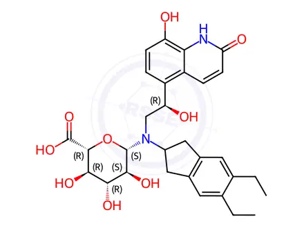 Chemical structure of Indacaterol Maleate Impurity 24 (Indacaterol N-Glucuronide)