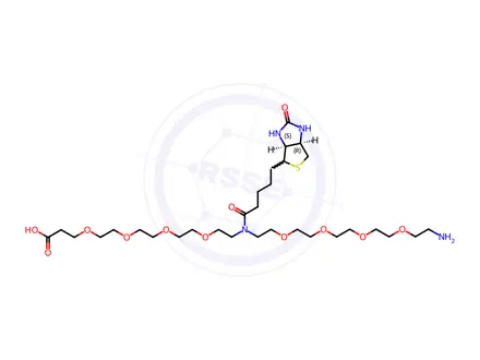 Chemical structure of N-(Amino-peg4)-n-biotin-peg4-acid