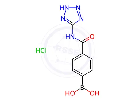 Chemical structure of (4-((1H-Tetrazol-5-yl)carbamoyl)phenyl)-boronic acid hydrochloride