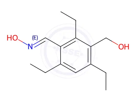 Chemical structure of benzaldehyde, 2,4,6-triethyl-3-(hydroxymethyl)-, oxime