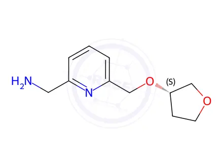 Chemical structure of [6-[[(3S)-Tetrahydrofuran-3-yl]oxymethyl]-2-pyridyl]methanamine dihydrochloride