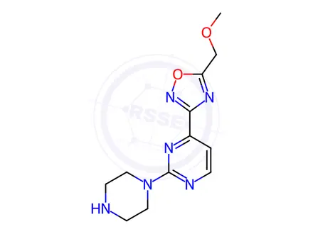 Chemical structure of 4-[5-(Methoxymethyl)-1,2,4-oxadiazol-3-yl]-2-piperazin-1-ylpyrimidine dihydrochloride