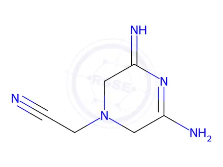 Chemical structure of 1(2H)-Pyrazineacetonitrile,5-amino-3,6-dihydro-3-imino-(9CI)