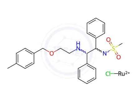 Chemical structure of Ruthenium, chloro[N-[(1R,2R)-2-[(S)-[2-[[(1,2,3,4,5,6-η)-4-methylphenyl]methoxy]ethyl]amino-κN]-1,2-diphenylethyl]methanesulfonamidato-κN]-, stereoisomer