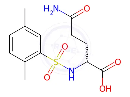 Chemical structure of 4-Carbamoyl-2-(2,5-dimethylbenzenesulfonamido)butanoic acid
