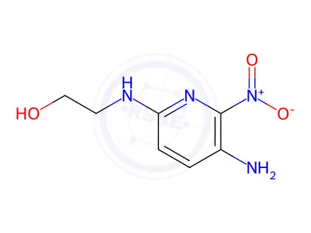Chemical structure of Ethanol, 2-[(5-amino-6-nitro-2-pyridinyl)amino]-(9CI)