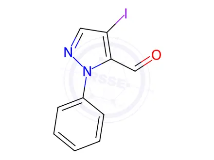 Chemical structure of 4-iodo-1-phenyl-1H-pyrazole-5-carbaldehyde