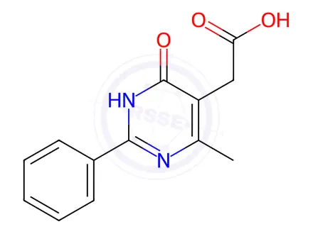Chemical structure of (4-Hydroxy-6-methyl-2-phenyl-pyrimidin-5-yl)-acetic acid