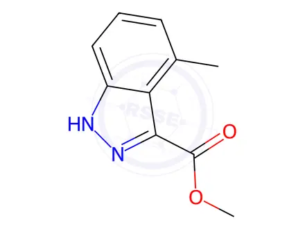 Chemical structure of 1H-Indazole-3-carboxylic acid, 4-Methyl-, Methyl ester