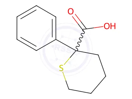 Chemical structure of 2-Phenyltetrahydro-2H-thiopyran-2-carboxylic acid
