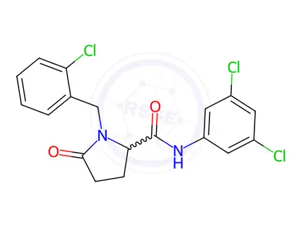 Chemical structure of 1-[(2-Chlorophenyl)methyl]-N-(3,5-dichlorophenyl)-5-oxopyrrolidine-2-carboxamide