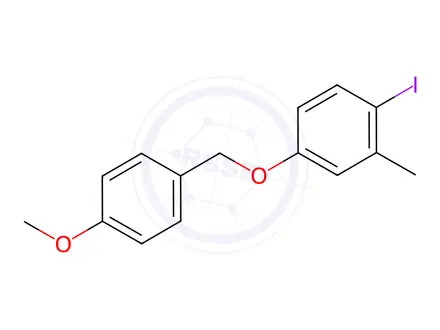 Chemical structure of 1-Iodo-4-[(4-methoxyphenyl)methoxy]-2-methylbenzene