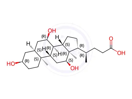 Chemical structure of Sodium (R)-4-((3R,5S,7R,8R,9S,10S,12S,13R,14S,17R)-3,7,12-trihydroxy-10,13-dimethylhexadecahydro-1H-cyclopenta[a]phenanthren-17-yl)pentanoate hydrate