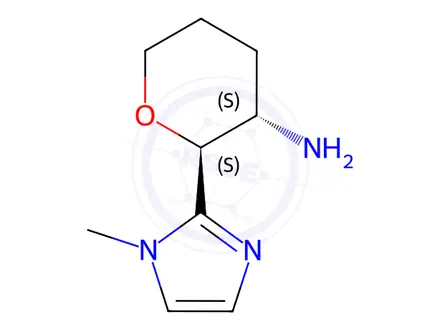 Chemical structure of trans-2-(1-methyl-1H-imidazol-2-yl)oxan-3-amine dihydrochloride