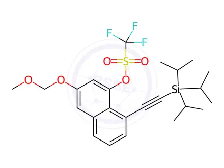 Chemical structure of Methanesulfonic acid, 1,1,1-trifluoro-, 3-(methoxymethoxy)-8-[2-[tris(1-methylethyl)silyl]ethynyl]-1-naphthalenyl ester