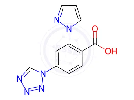 Chemical structure of 2-(1H-pyrazol-1-yl)-4-(1H-tetrazol-1-yl)benzoic acid