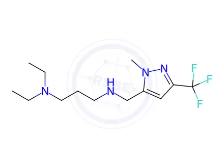 Chemical structure of N,N-diethyl-N'-{[1-methyl-3-(trifluoromethyl)-1H-pyrazol-5-yl]methyl}propane-1,3-diamine