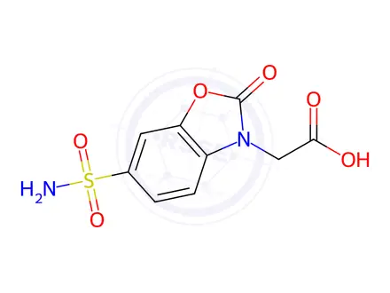 Chemical structure of 2-(2-Oxo-6-sulfamoyl-2,3-dihydro-1,3-benzoxazol-3-yl)acetic acid