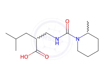 Chemical structure of Pentanoic acid, 4-methyl-2-[[[(2-methyl-1-piperidinyl)carbonyl]amino]methyl]-