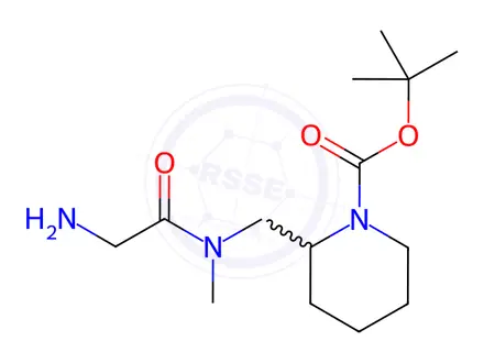 Chemical structure of tert-Butyl 2-((2-amino-N-methylacetamido)methyl)piperidine-1-carboxylate