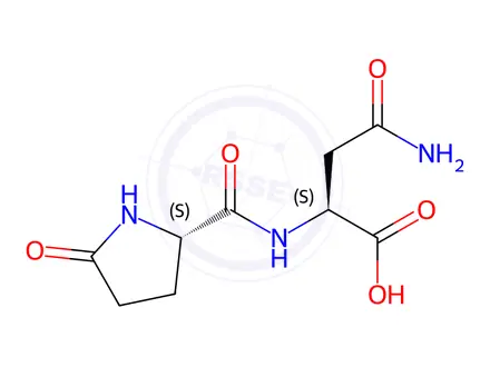 Chemical structure of (2S)-3-carbamoyl-2-{[(2S)-5-oxopyrrolidin-2-yl]for mamido}propanoic acid