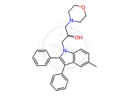 Chemical structure of 1-(5-methyl-2,3-diphenyl-1H-indol-1-yl)-3-morpholinopropan-2-ol