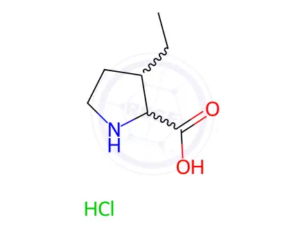 Chemical structure of 3-ETHYLPYRROLIDINE-2-CARBOXYLIC ACID HYDROCHLORIDE, MIXTURE OF DIASTEREOMERS