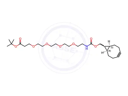 Chemical structure of rel tert-butyl 1-(bicyclo[6.1.0]non-4-yn-9-yl)-3-oxo-2,7,10,13,16-pentaoxa-4-azanonadecan-19-oate
