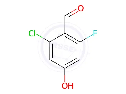 Chemical structure of Benzaldehyde, 2-chloro-6-fluoro-4-hydroxy-