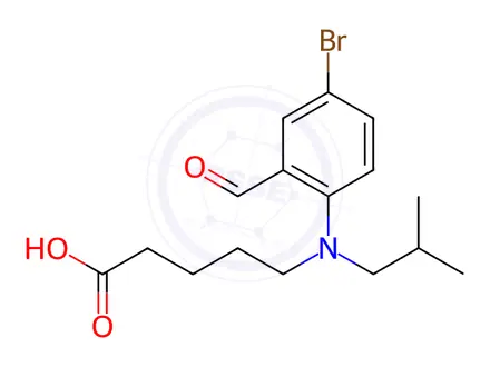 Chemical structure of Pentanoic acid, 5-[(4-bromo-2-formylphenyl)(2-methylpropyl)amino]-