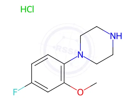 Chemical structure of Piperazine, 1-(4-fluoro-2-methoxyphenyl)-, hydrochloride (1:1)