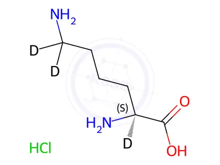 Chemical structure of L-Lysine hydrochloride-[D3]