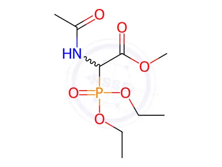 Chemical structure of Acetic acid, (acetylamino)(diethoxyphosphinyl)-, methyl ester (9CI)