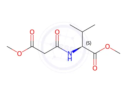 Chemical structure of L-Valine, N-(3-methoxy-1,3-dioxopropyl)-, methyl ester