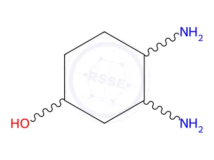 Chemical structure of dichloro-1-hydroxy-3,4-diaminocyclohexane platinum complex