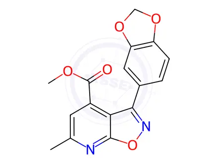 Chemical structure of methyl 3-(1,3-benzodioxol-5-yl)-6-methylisoxazolo[5,4-b]pyridine-4-carboxylate