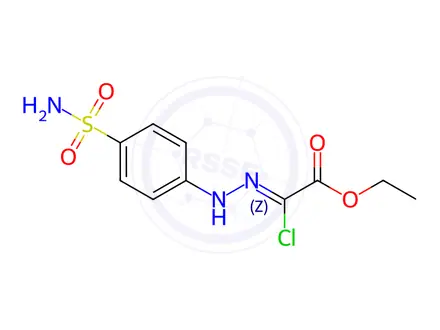 Chemical structure of Acetic acid, 2-[2-[4-(aminosulfonyl)phenyl]hydrazinylidene]-2-chloro-, ethyl ester