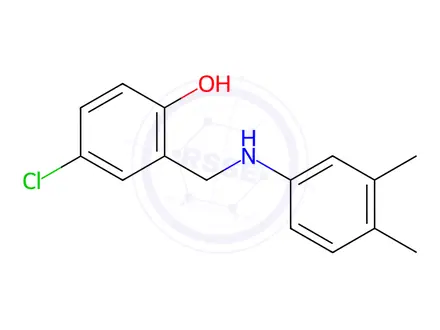 Chemical structure of 4-Chloro-2-(((3,4-dimethylphenyl)amino)methyl)phenol