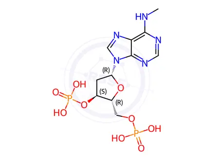 Chemical structure of ((2R,3S,5R)-5-(6-(Methylamino)-9H-purin-9-yl)-3-(phosphonooxy)tetrahydrofuran-2-yl)methyl dihydrogen phosphate