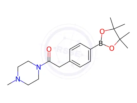 Chemical structure of 1-(4-Methylpiperazin-1-yl)-2-(4-(4,4,5,5-tetramethyl-1,3,2-dioxaborolan-2-yl)phenyl)ethan-1-one