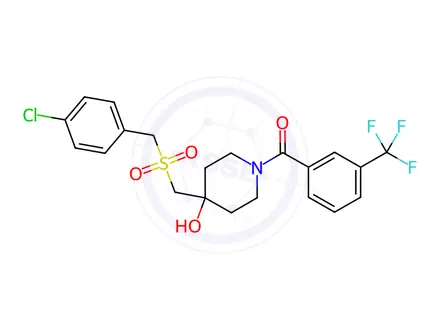 Chemical structure of (4-(((4-Chlorobenzyl)sulfonyl)methyl)-4-hydroxypiperidin-1-yl)(3-(trifluoromethyl)phenyl)methanone