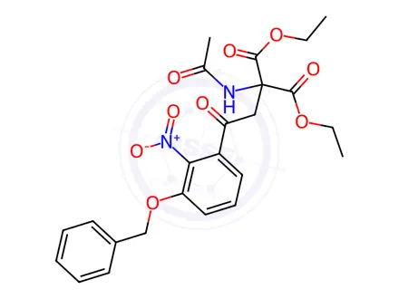Chemical structure of 2-(Acetylamino)-2-[2-[2-nitro-3-(phenylmethoxy)phenyl]-2-oxoethyl]propanedioic Acid 1,3-Diethyl Ester