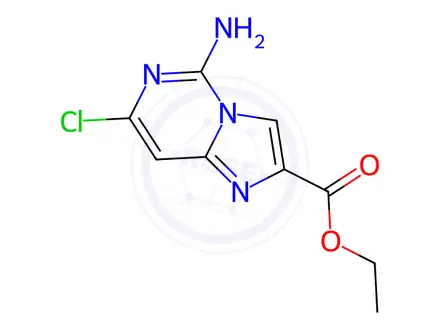 Chemical structure of IMIDAZO[1,2-C]PYRIMIDINE-2-CARBOXYLIC ACID, 5-AMINO-7-CHLORO-, ETHYL ESTER
