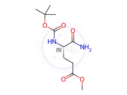 Chemical structure of Pentanoic acid, 5-amino-4-[[(1,1-dimethylethoxy)carbonyl]amino]-5-oxo-, methyl ester, (4S)-